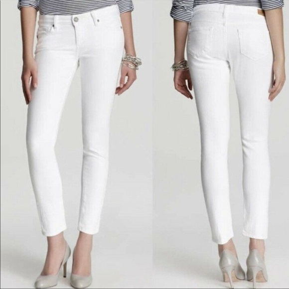 PAIGE Denim - PAIGE Skyline Cropped Jeans White EUC Sz 28, tapered cuffed zip fly excellent